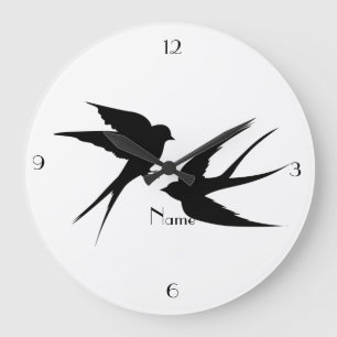 Reloj Redondo Grande Tragar pájaros Silhouettes Thunder_Cove