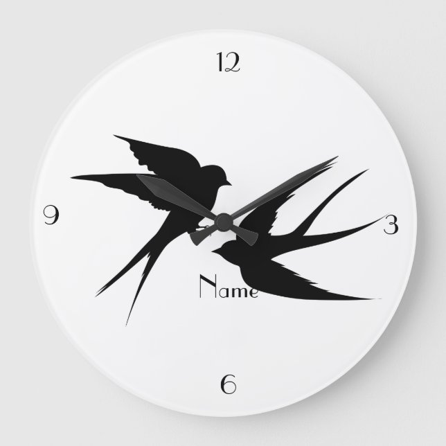 Reloj Redondo Grande Tragar pájaros Silhouettes Thunder_Cove (Anverso)
