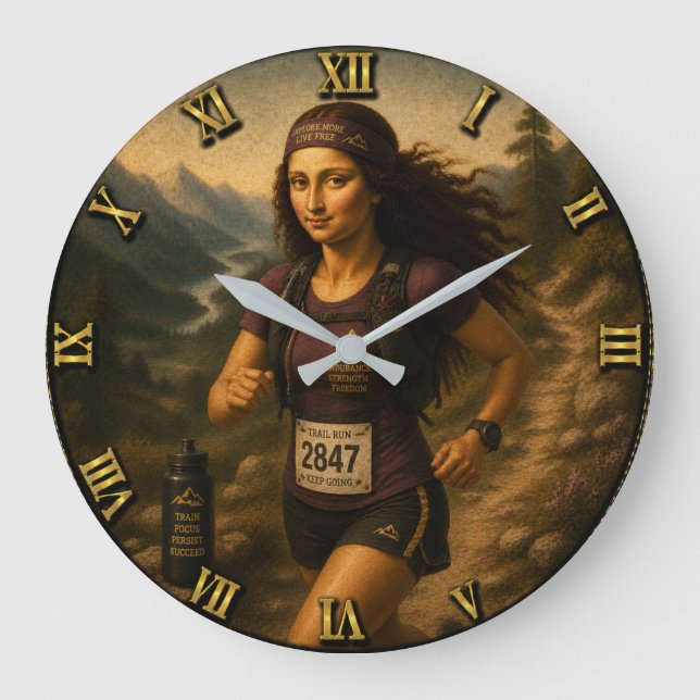 Reloj Redondo Grande Trail Runner Funny Mona Lisa (Anverso)