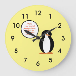 Reloj Redondo Grande Traje de Cumpleaños Hablando Sra. Pingüino Persona