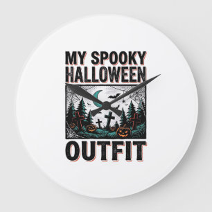 Reloj Redondo Grande Traje de Halloween Espantoso Camiseta de Cementeri