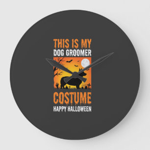 Reloj Redondo Grande Traje de peluquero de perro de Halloween Silueta
