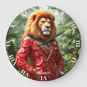 Reloj Redondo Grande Traje de sandía de león lindo de fantasía