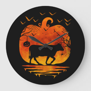RELOJ REDONDO GRANDE TRAJE DE VACA PARA HALLOWEEN CALABAZA TEMPORADA DE