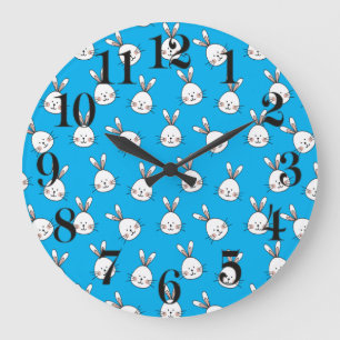 Reloj Redondo Grande Trama de conejitos blancos de Pascua