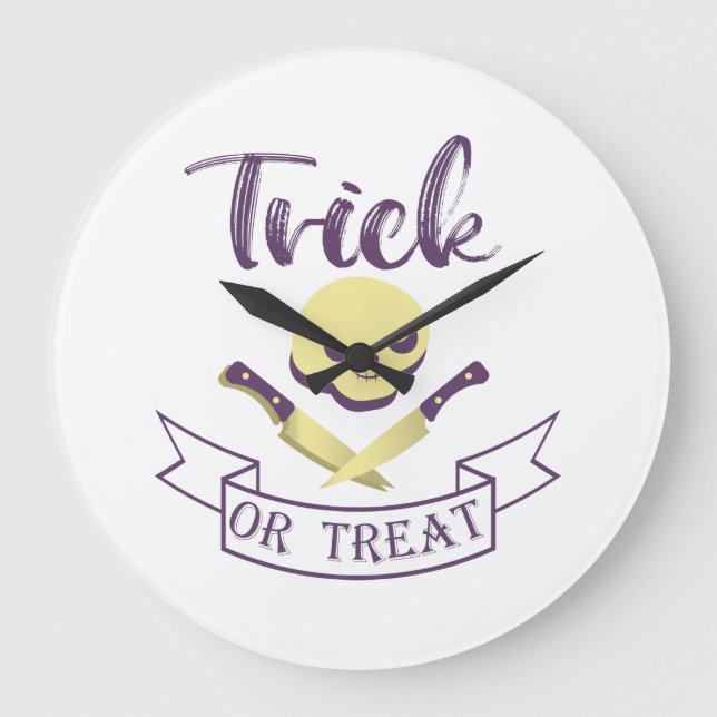 Reloj Redondo Grande Trampa o trate los huesos cruzados de los cráneos  (Anverso)