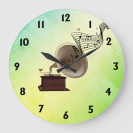 Reloj Redondo Grande Transmisiones de música de gramófono con 12 número