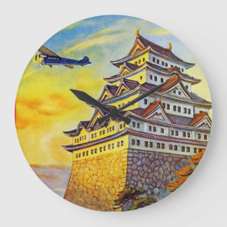 Reloj Redondo Grande Transporte aéreo japonés con la pagoda