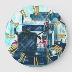 Reloj Redondo Grande Transporte pesado Red Truck Art Wall Clock