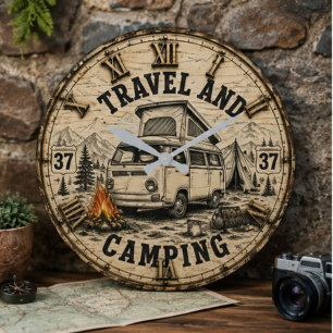 Reloj Redondo Grande Travel Camping Camper Van Gift for Travel Lovers