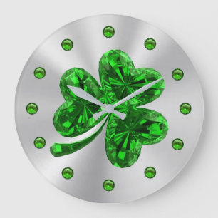Reloj Redondo Grande Trébol Esmeralda