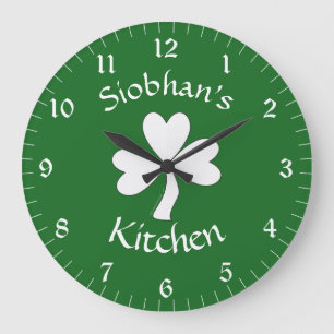 Reloj Redondo Grande Trébol personalizado decoración irlandesa del