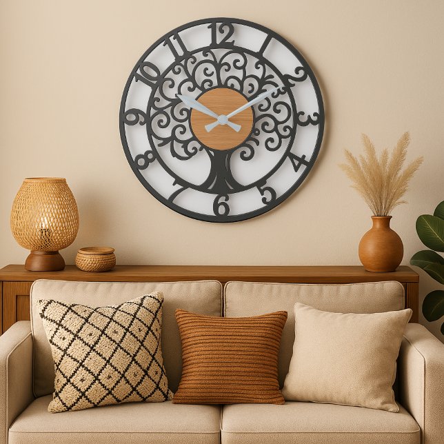 Reloj Redondo Grande Tree metal  black frame modern rustic elegant  (Subido por el creador)