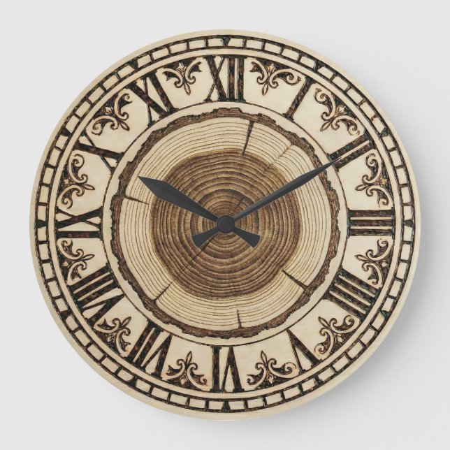 Reloj Redondo Grande Tree Rings Wooden Wall Clock  (Anverso)