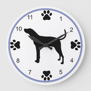 Reloj Redondo Grande Trek Walker Coonhound Silhouette con Pawprints