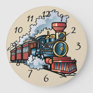 Reloj Redondo Grande Tren animado