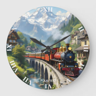 Reloj Redondo Grande Tren antiguo de Fantasy Cute Crimson