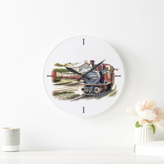 RELOJ REDONDO GRANDE TREN DE VAPOR (Hogar)