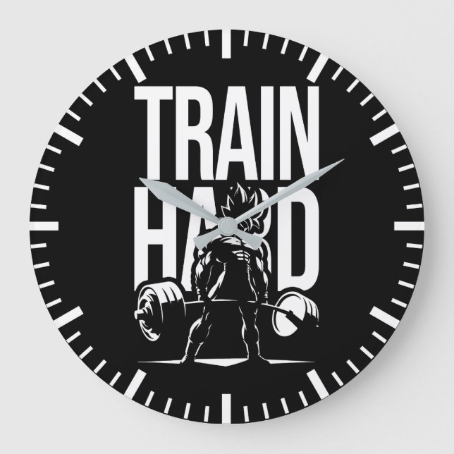 Reloj Redondo Grande Tren duro - Motivación de entrenamiento de gimnasi (Anverso)