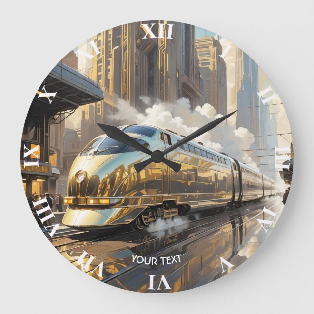 Reloj Redondo Grande Tren Fantasy Cute Art Deco (Anverso)