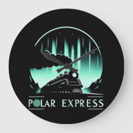 Reloj Redondo Grande Tren Polar Express con estilo