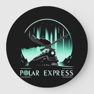 Reloj Redondo Grande Tren Polar Express con estilo