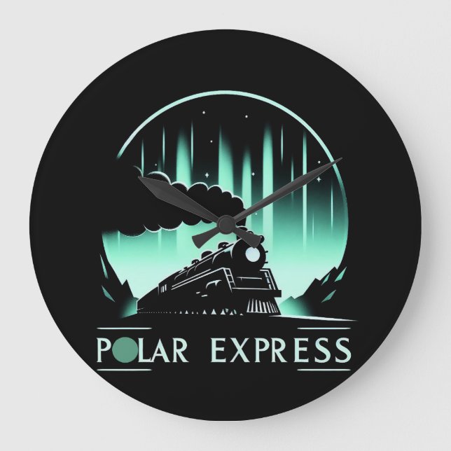 Reloj Redondo Grande Tren Polar Express elegante (Anverso)
