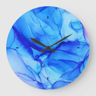 Reloj Redondo Grande Trendy Agate Abstract Indigo Blue Purple Ink Art