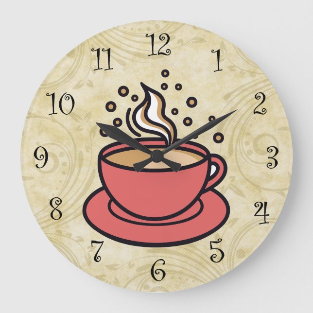 Reloj Redondo Grande Trendy Coffee Theme Kitchen Wall Clocks (Anverso)