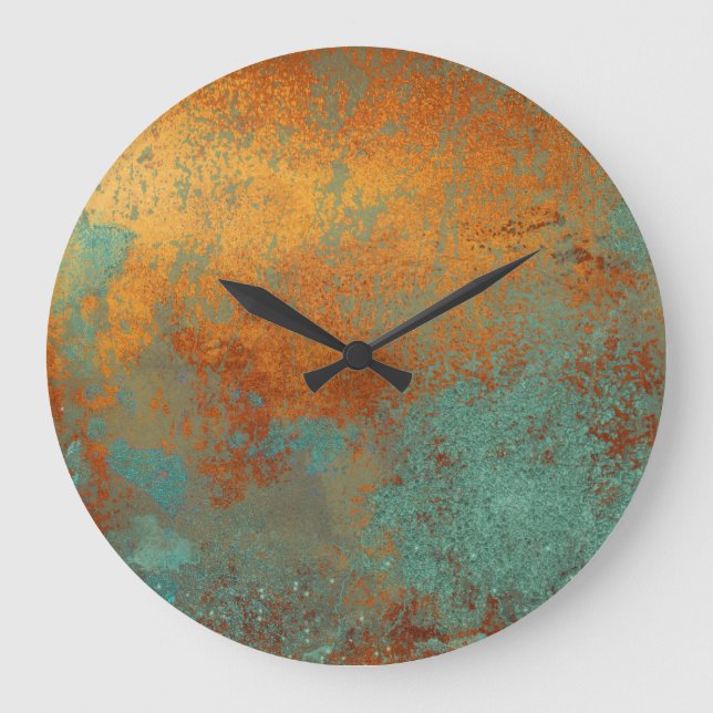 Reloj Redondo Grande Trendy Rich Copper Patina Metallic (Anverso)