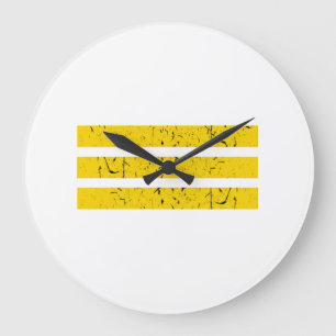 Reloj Redondo Grande Tres bandas horizontales Símbolo vintage Yin-Yan