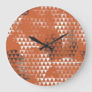 Reloj Redondo Grande Triangles Seamless: Fondo Naranja