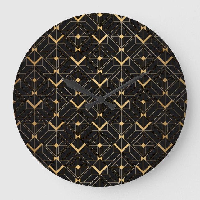 Reloj Redondo Grande Triángulo Art Decó: Patrón de lujo. (Anverso)