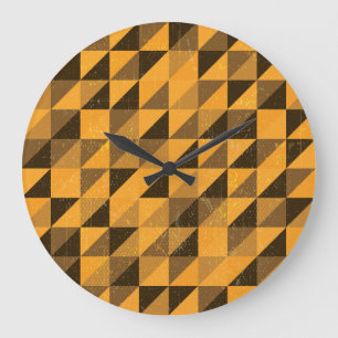 Reloj Redondo Grande Triángulo de Grunge: diseño de patrones abstractos