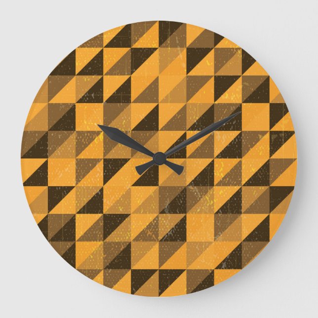 Reloj Redondo Grande Triángulo de Grunge: diseño de patrones abstractos (Anverso)