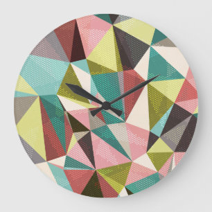 Reloj Redondo Grande Triángulos Coloridos, Formas Geométricas Abstracta