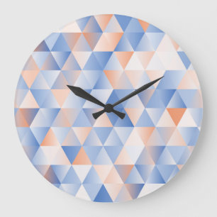Reloj Redondo Grande Triángulos de Naranja azul suave