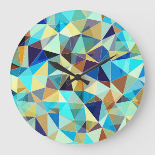 Reloj Redondo Grande Triángulos geométricos: patrón abstracto colorido