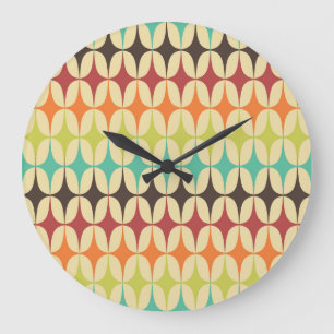 Reloj Redondo Grande Triángulos retro: retroceso del patrón geométrico