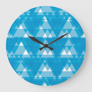 Reloj Redondo Grande Triángulos superpuestos azules, frescos, modernos