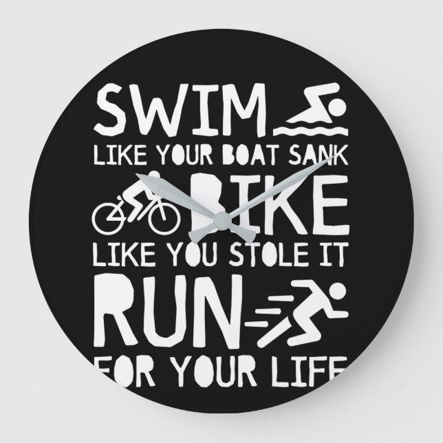 Reloj Redondo Grande Triathlon Swike Bike Run For You Life (Anverso)