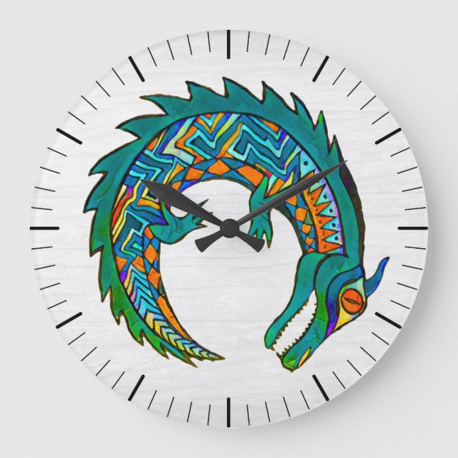 Reloj Redondo Grande Tribal Alligator Art (Anverso)