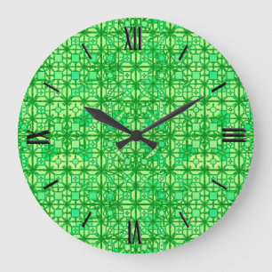 Reloj Redondo Grande Tribal Batik - shades of green