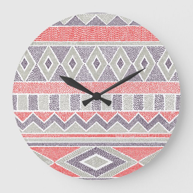 Reloj Redondo Grande Tribal de etnia rayada: cosecha artesanal (Anverso)