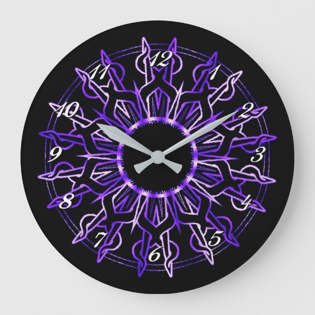 Reloj Redondo Grande Tribal Purple Sun Wall Clock (Anverso)