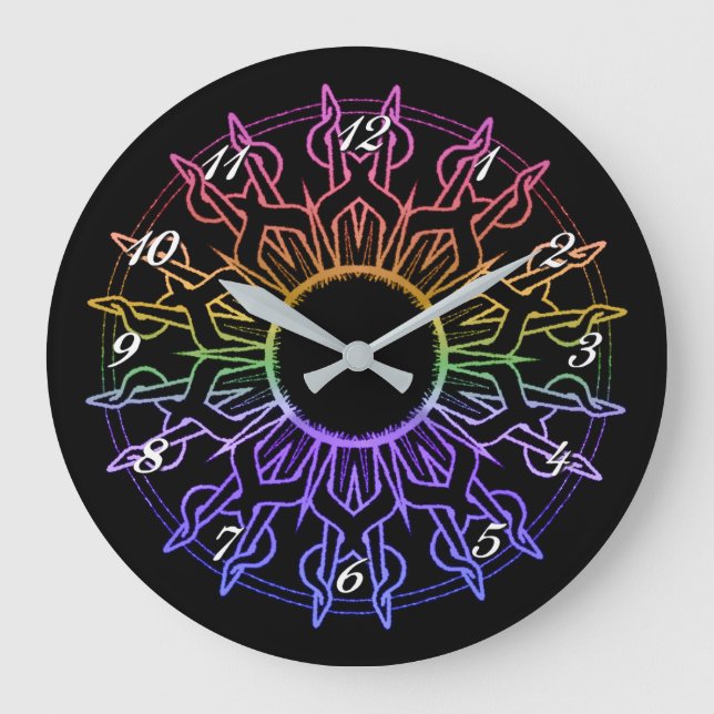 Reloj Redondo Grande Tribal Rainbow Sun Wall Centre (Anverso)