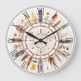 Reloj Redondo Grande Tribu nativa de arte americano
