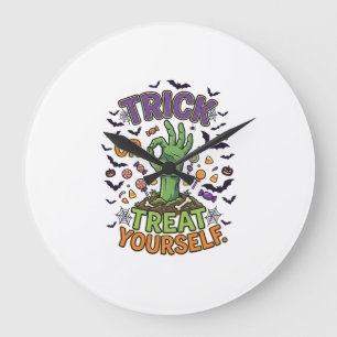 Reloj Redondo Grande Trick Or Treat Yourself Mano de Zombie Halloween C