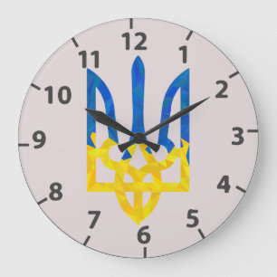 Reloj Redondo Grande Tridente ucraniano de bajo polígono