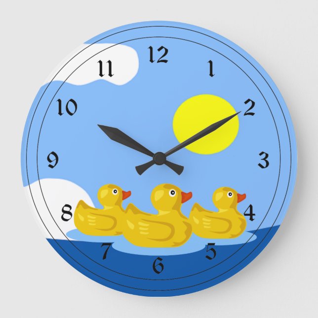 Reloj Redondo Grande Trillizos de goma Ducky (Anverso)